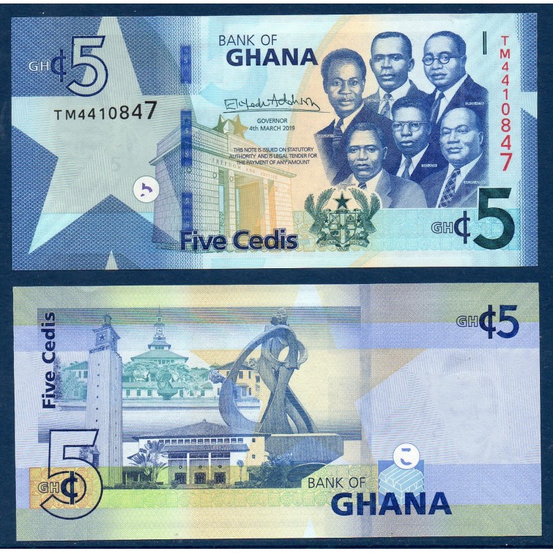 Ghana P.46, Neuf, Billet de 5 Cedis 2019 Université Accra