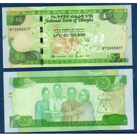 Ethiopie P.55, Neuf, Billet de 10 Birr 2020 Groupe