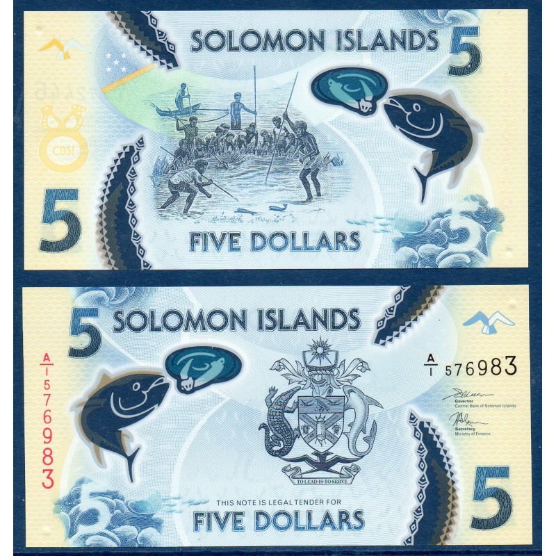 Salomon P.38, billet de 5 dollars 2019 polymère peche au thon