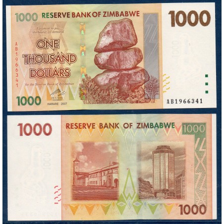 Zimbabwe P.71, Neuf, Billet de 1000 Dollars 2007 Cathédrale