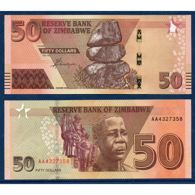 Zimbabwe Pick N°105a, Billet de banque de 20 Dollars 2020