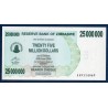 Zimbabwe P.56, Neuf, Billet de 25 millions Dollars 2008 Bleu