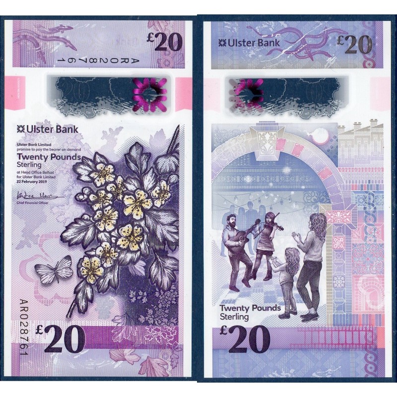 Irlande du nord P.345, neuf Billet de 20 pounds 2019 aubépine