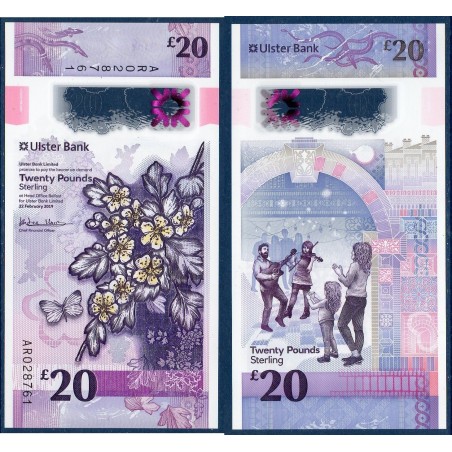 Irlande du nord P.345, neuf Billet de 20 pounds 2019 aubépine