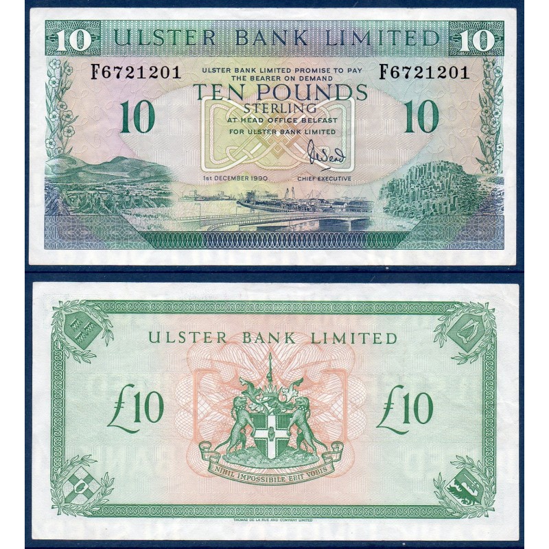 Irlande du nord P.332a, TTB Billet de 10 pounds 1990 port Belfast