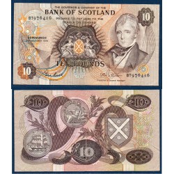 Ecosse P.113c, TTB Billet de 10 pounds 1981-1987 Walter Scott