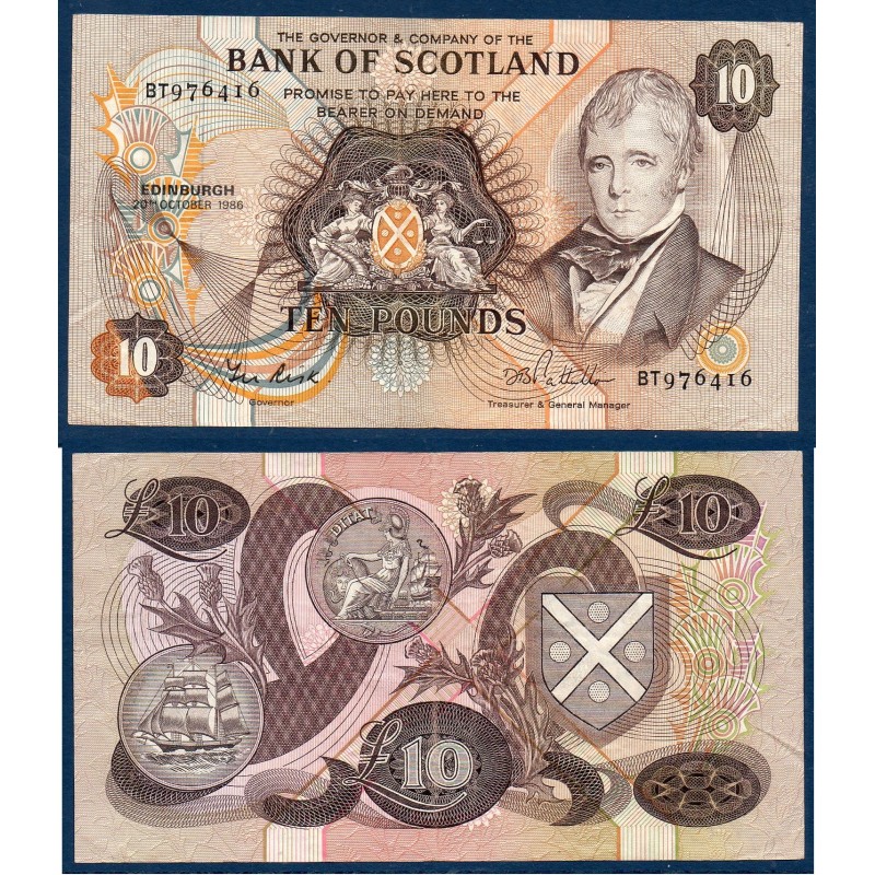 Ecosse P.113c, TTB Billet de 10 pounds 1981-1987 Walter Scott