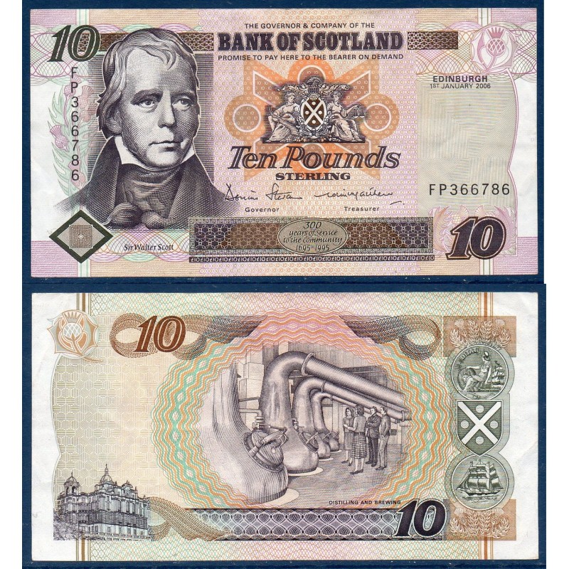 Ecosse P.120f, TTB Billet de 10 pounds 2006 Walter Scott