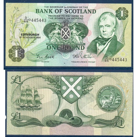 Ecosse P.111f, Neuf Billet de 1 pound 1983-1986 Walter Scott