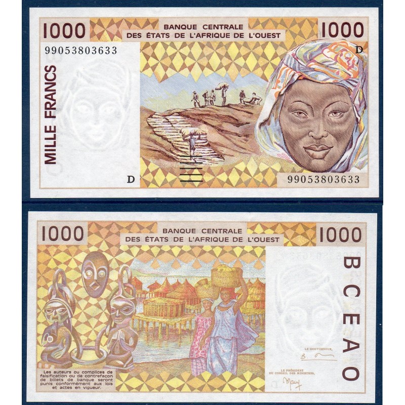 BCEAO P.411Di Mali, Neuf, Billet de 1000 Francs CFA 1999 pilotis