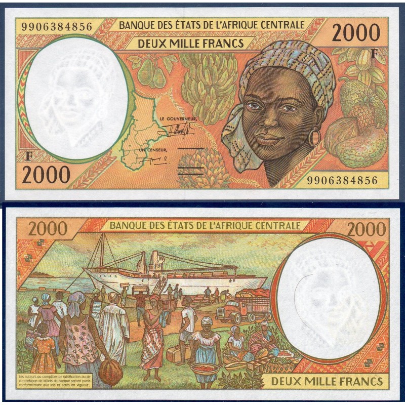 Afrique Centrale P.303Ff Centrafrique, Neuf, Billet de 2000 Francs CFA 1999 bateau