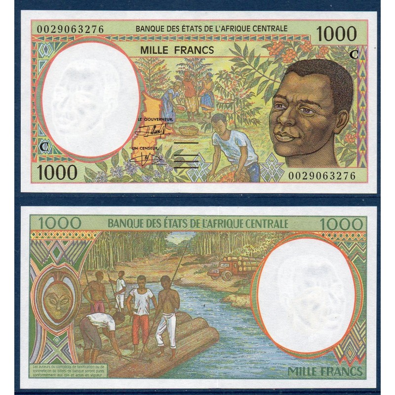 Afrique Centrale P.102Cg Congo, Neuf Billet de 1000 Francs CFA 2000 radeau