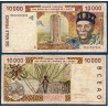 BCEAO P.114Af Cote d'Ivoire, TB, Billet de 10000 Francs CFA 1998 pont