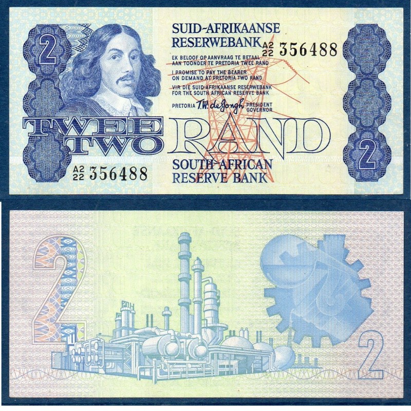 Afrique du sud P.118a, UNC, Billet de 2 rand 1978-1981 raffinerie