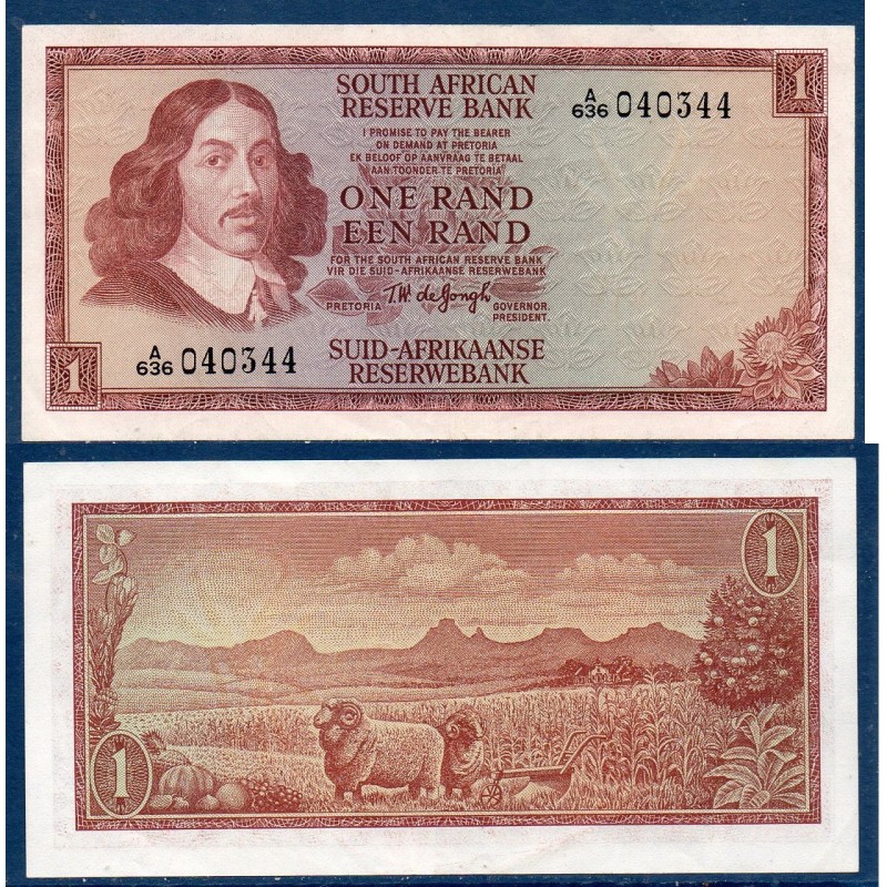 Afrique du sud P.109b, Sup, Billet de 1 rand 1967 béliers