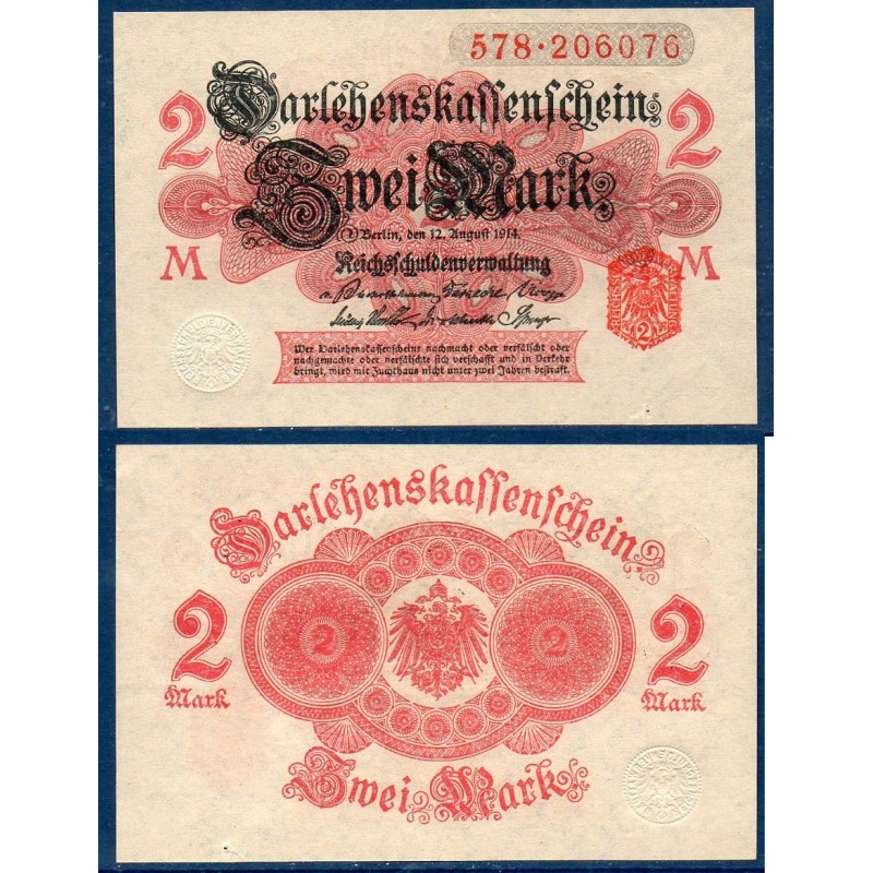 Allemagne Pick N°53, Billet de banque de 2 Mark 1914