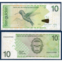 Antilles Néerlandaises P.28a, Neuf Billet de 10 Gulden 1998 Colibri