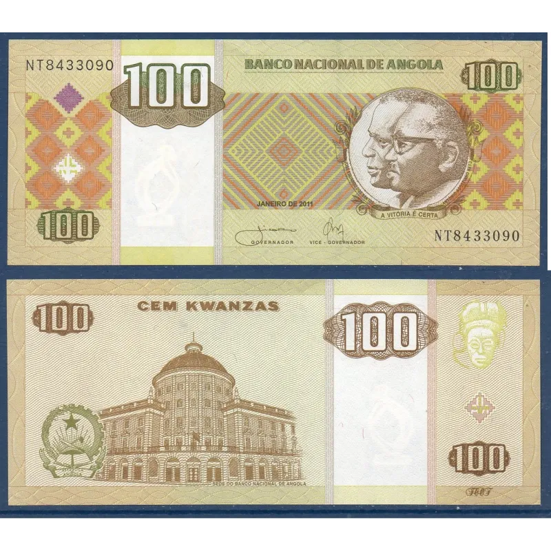 Angola P.147b, neuf Billet de 100 Kwanzas 2011 Banque nationale