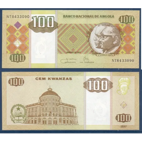 Angola P.147b, neuf Billet de 100 Kwanzas 2011 Banque nationale