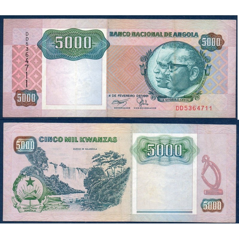 Angola P.130b, TTB, Billet de 5000 Kwansas 1991 Kalandula