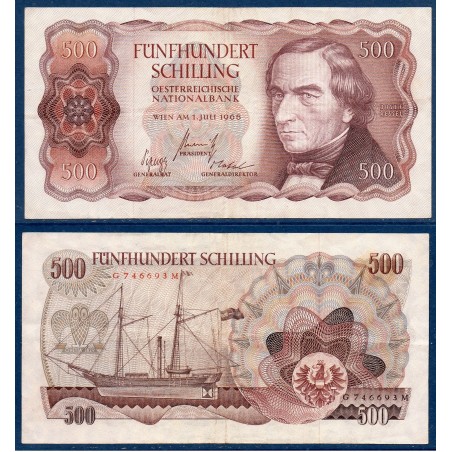 Autriche P.139a, TTB Billet de 500 schilling 1965 Welsbach