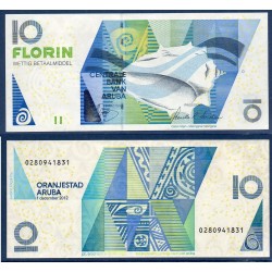 Aruba P.16c, neuf Billet de 10 Florin 2012 conche indienne