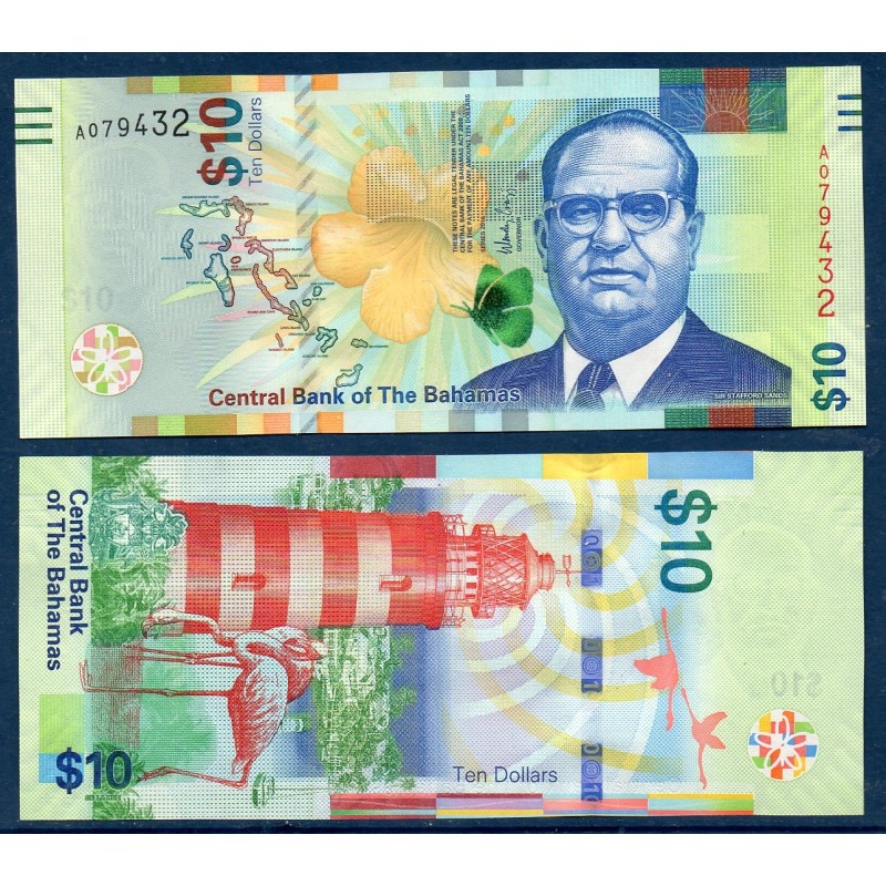 Bahamas P.79, neuf Billet de 10 dollars 2016 Stafford Lofthouse