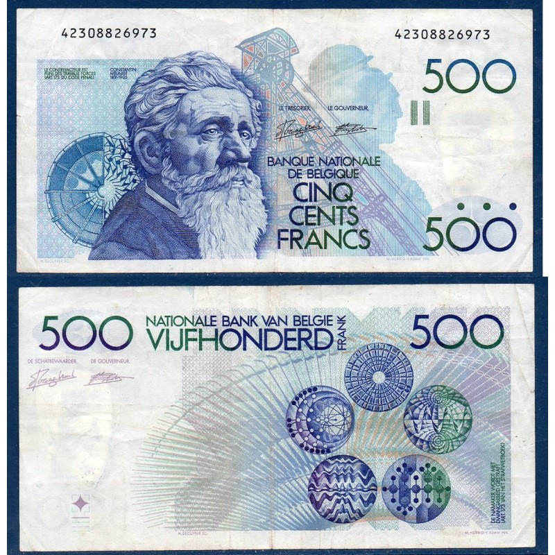 Belgique P.143a, TTB Billet de 500 Francs 1982 Meunier