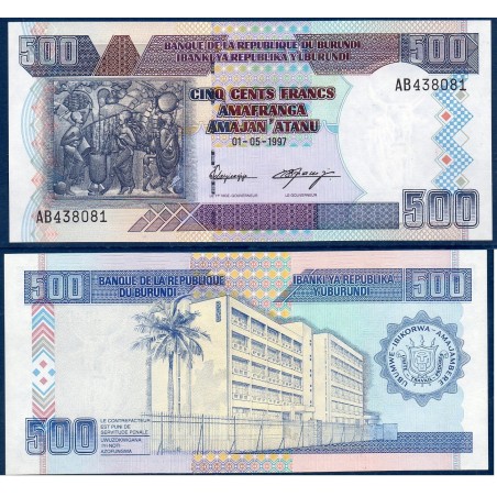 Burundi P.38a, Neuf, Billet de 500 Francs 1997 Tableau