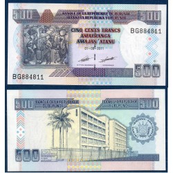 Burundi P.45b, Neuf, Billet de 500 Francs 2011 batiment palmiers