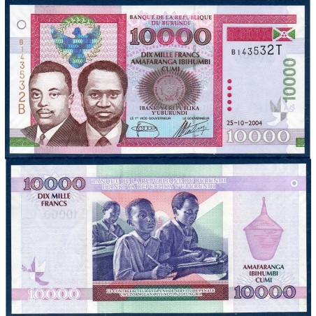 Burundi P.43a, Neuf, Billet de 10000 Francs 2004 écoliers