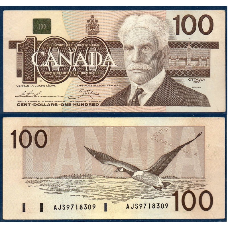 Canada P.99a, Sup- Billet de 100 dollar 1988 Robert Borden