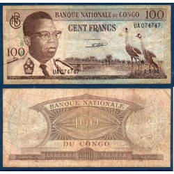 Congo P.6a, B, Billet de 100 francs 1961 grues couronnées