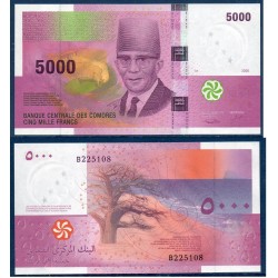 Comores P.18a, Neuf, Billet de 5000 Francs 2006 Cheik arbre