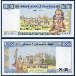 Djibouti P.40, Neuf, Billet de 2000 Francs 1997 Statue guerrier