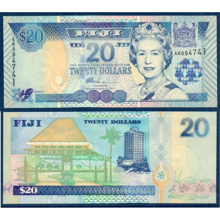 Fidji P.107a, neuf Billet de 20 Dollars 2002 Parlement