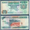 Ghana P.34a, TTB, Billet de 5000 Cedis 1996 Grumier