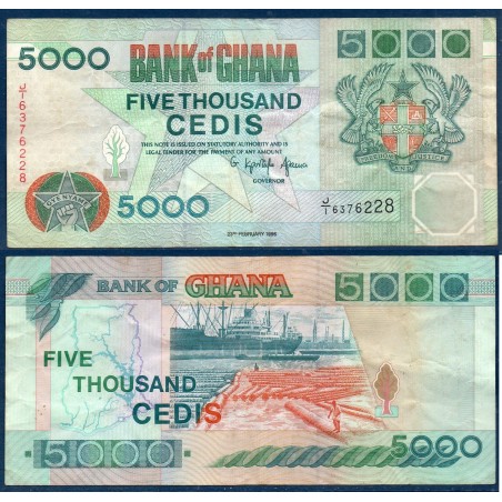 Ghana P.31c, TTB, Billet de 5000 Cedis 1996 Grumes