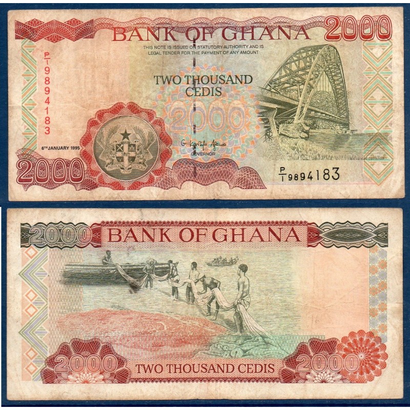 Ghana P.30b, TB, Billet de 2000 Cedis 1995 Pont Adomi