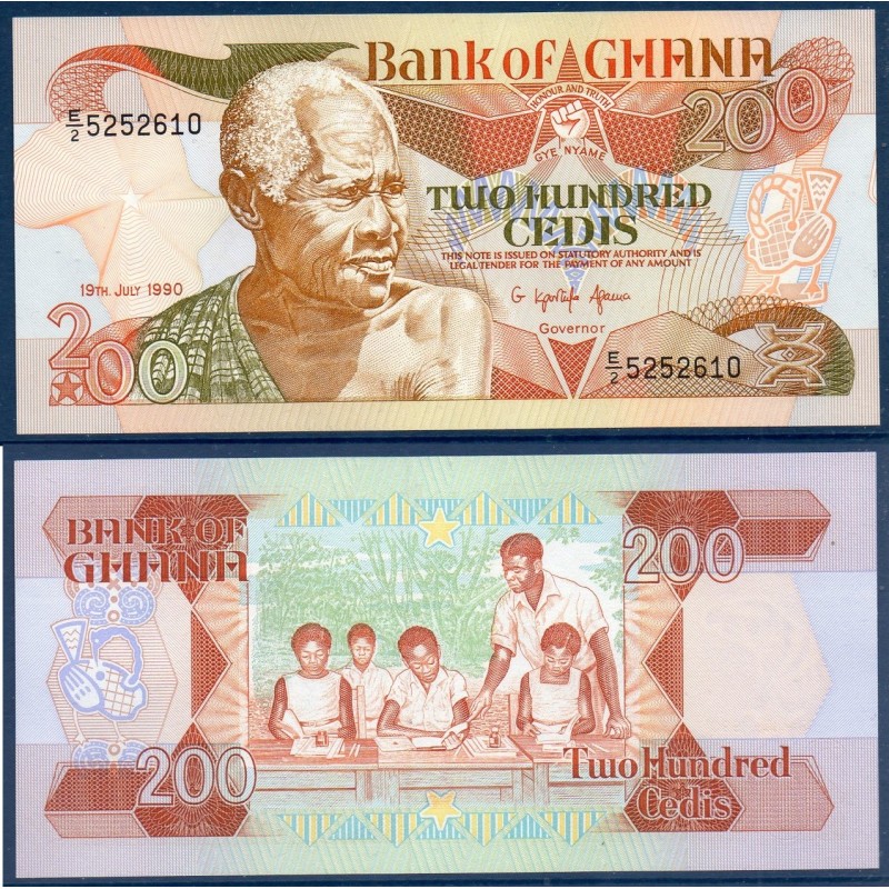 Ghana P.27b, Neuf, Billet de 200 Cedis 1989-1993 École