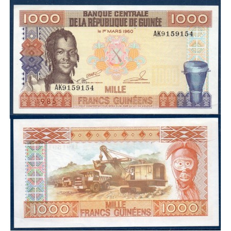 Guinée P.32a, Neuf, Billet de 1000 Francs 1985 Tam-Tam