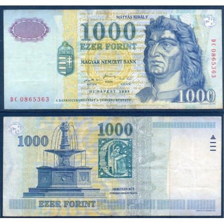 Hongrie P.180a, TTB Billet de 1000 Forint 1998 Roi Matyas