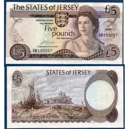 Jersey P.12a, TTB Billet de 5 livres 1976-1988 Chateau