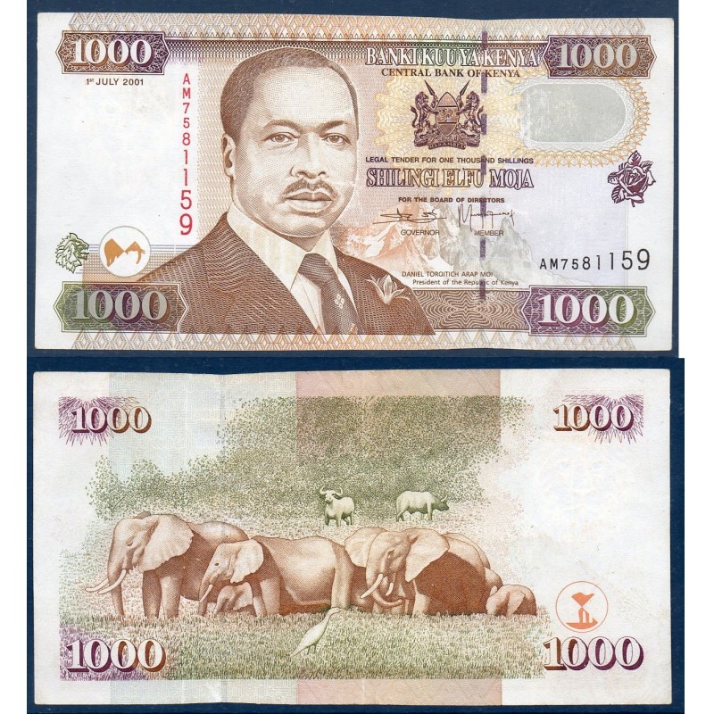 Kenya P.40d, Spl, Billet de 1000 Shillings 2001 Animaux