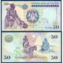 Lesotho P.17d, Neuf, Billet de 50 Maloti 2001 Âne