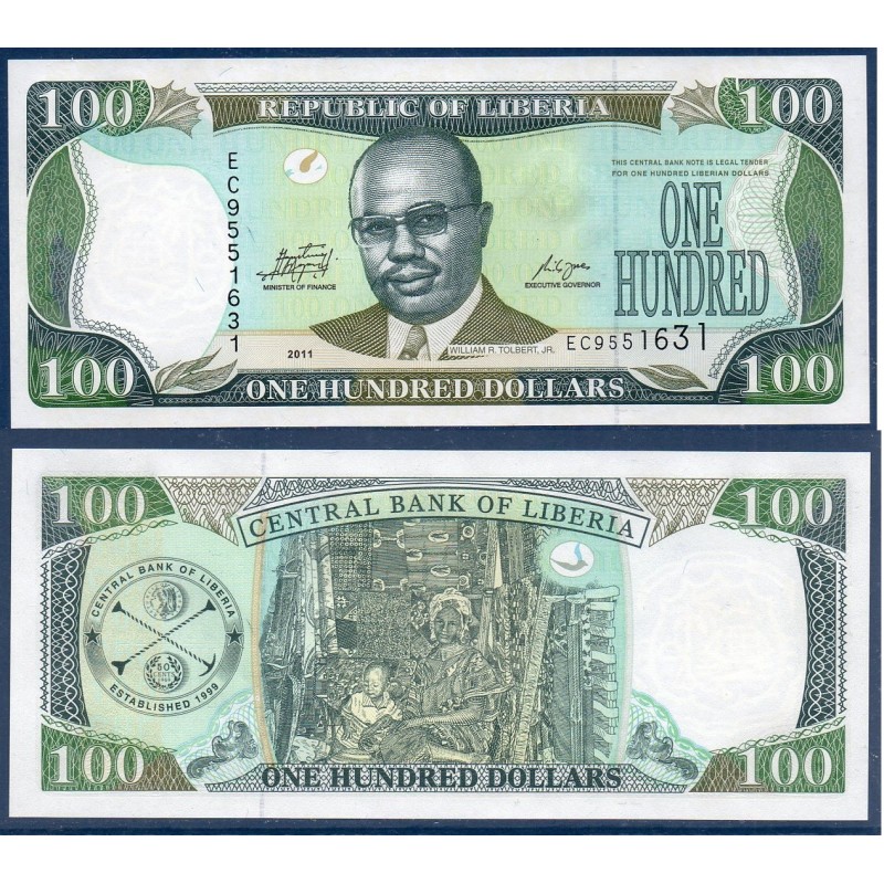 Liberia P.30g, Neuf, Billet de 100 Dollars 2011 Femme