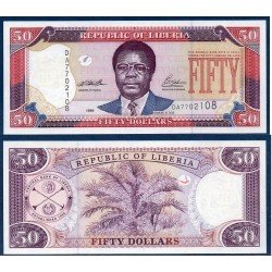 Liberia P.24a, Neuf, Billet de 50 Dollars 1999 Kayon Doe