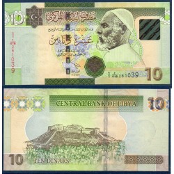 Libye P.78Ab, Neuf, Billet de 10 dinars 2011 Citadelle