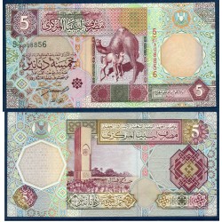 Libye P.65a, Neuf, Billet de 5 dinars 2002 Dromadaires