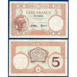 Nouvelle Calédonie P.36b, TTB Billet de 5 Francs 1926 Minerve